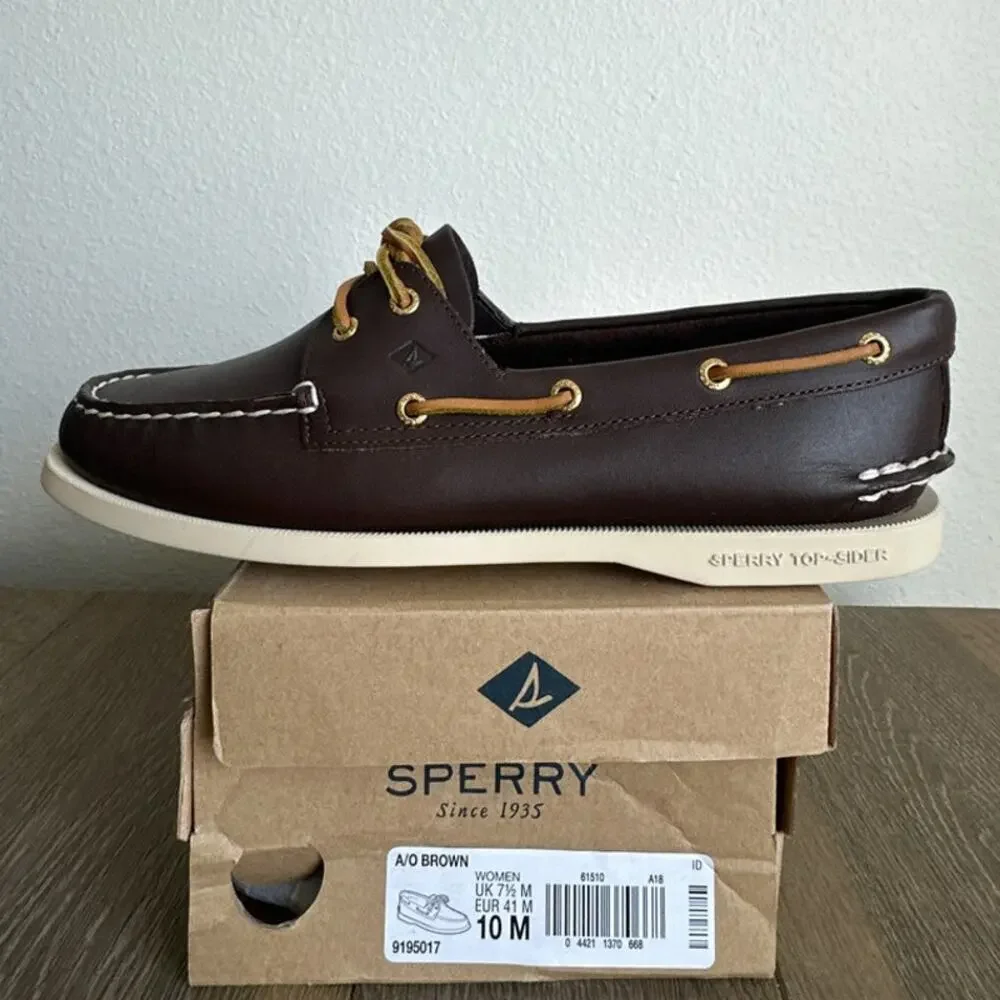 Sperry Authentic Original Boat Shoes Brown Leather Women's size 10 New